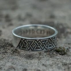 Anneau Valknut En Argent Décoré D'inscriptions Runiques 11 Anneau Valknut En Argent Décoré D'inscriptions Runiques -vêtements Soldes Magasin Anneau Valknut en Argent decore d inscriptions runiques