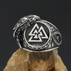 Bague Valknut Corbeau D'Odin En Acier 9 Bague Valknut Corbeau D'Odin En Acier -vêtements Soldes Magasin Bague Acier Valknut corbeau odin