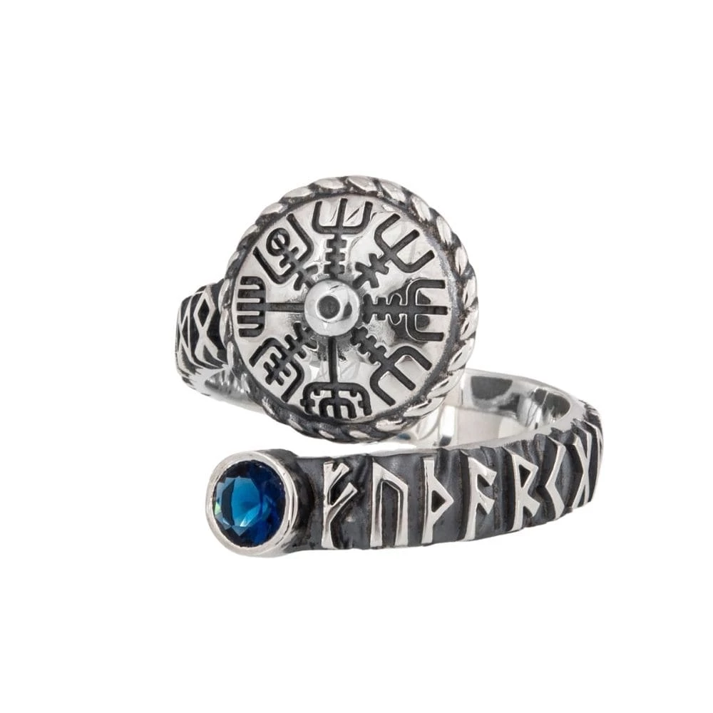 Bague Vegvisir En Argent Avec Pierre Bleue 3 Bague Vegvisir En Argent Avec Pierre Bleue