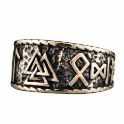 Anneau Valknut Runique En Bronze