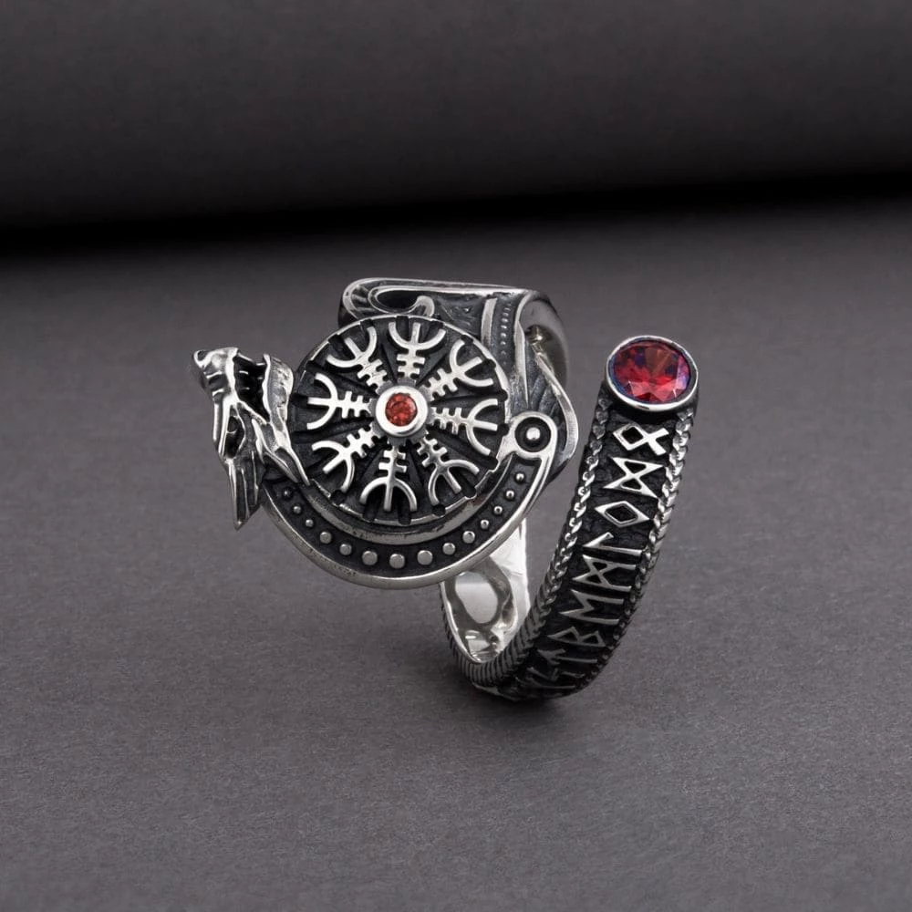 Bague Fenrir En Argent Et Pierre Rouge 4 Bague Fenrir En Argent Et Pierre Rouge – Image 2