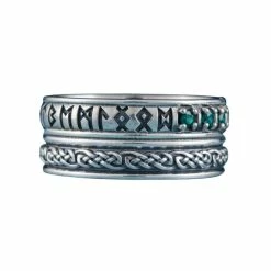 Anneau Nordique Runique En Argent