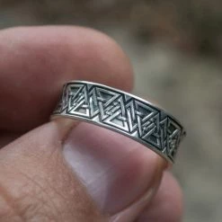 Anneau Valknut En Argent Décoré D'inscriptions Runiques 14 Anneau Valknut En Argent Décoré D'inscriptions Runiques -vêtements Soldes Magasin anneau symbole valknut argent