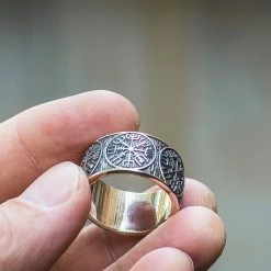 Anneau Vegvisir En Argent -vêtements Soldes Magasin anneau symbole vegvisir argent