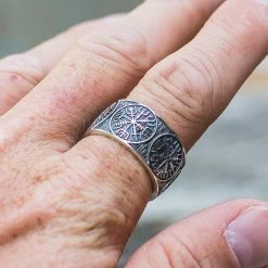 Anneau Vegvisir En Argent -vêtements Soldes Magasin anneau vegvisir argent massif