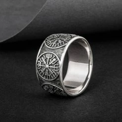 Anneau Vegvisir En Argent -vêtements Soldes Magasin anneau vegvisir d argent