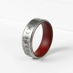 Anneau Viking Runique En Acier -vêtements Soldes Magasin anneau viking runique acier et bois