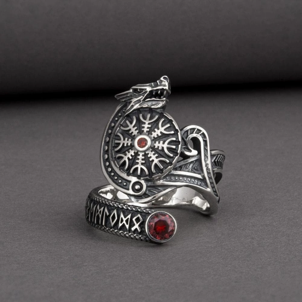 Bague Fenrir En Argent Et Pierre Rouge 6 Bague Fenrir En Argent Et Pierre Rouge – Image 4
