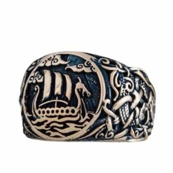 Bague Drakkar En Bronze Décoré Du Style De Mammen