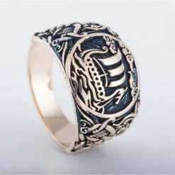 Bague Drakkar En Bronze Décoré Du Style De Mammen 8 Bague Drakkar En Bronze Décoré Du Style De Mammen -vêtements Soldes Magasin bague bronze bateau viking
