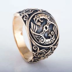 Bague Corbeaux Hugin Et Munin En Bronze 9 Bague Corbeaux Hugin Et Munin En Bronze -vêtements Soldes Magasin bague bronze corbeau viking