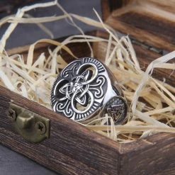 Bague Symbole Triquetra En Acier -vêtements Soldes Magasin bague celte triquetra viking