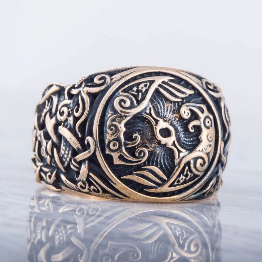 Bague Corbeaux Hugin Et Munin En Bronze 4 Bague Corbeaux Hugin Et Munin En Bronze – Image 2