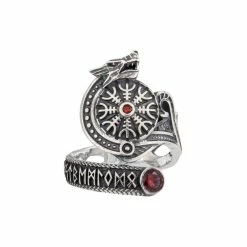 Bague Fenrir En Argent Et Pierre Rouge