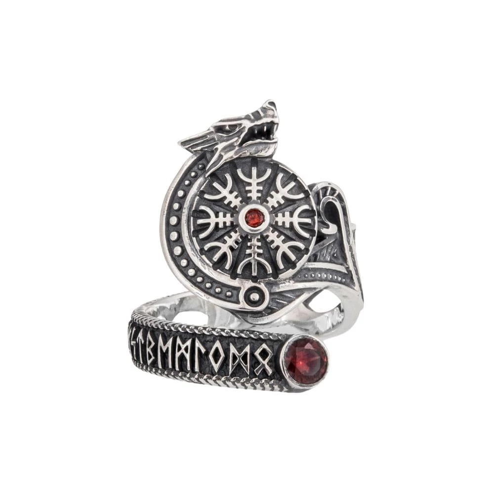 Bague Fenrir En Argent Et Pierre Rouge 3 Bague Fenrir En Argent Et Pierre Rouge