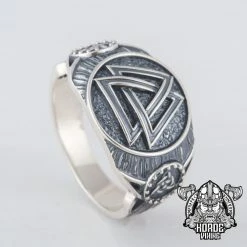 Bague Valknut En Argent 10 Bague Valknut En Argent -vêtements Soldes Magasin bague en argent symbole valknut