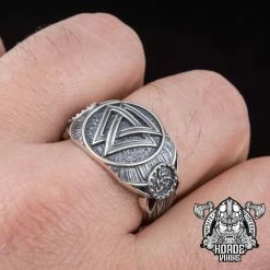 Bague Valknut En Argent 11 Bague Valknut En Argent -vêtements Soldes Magasin bague en argent valknut