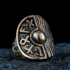 Bague Défenseur D'Asgard En Bronze 9 Bague Défenseur D'Asgard En Bronze -vêtements Soldes Magasin bague en forme de bouclier viking