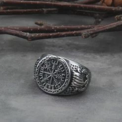 Bague Emblème Vegvisir -vêtements Soldes Magasin bague homme embleme viking