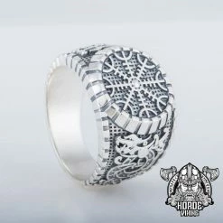 Bague En Argent Avec Symboles Aegishjalmur Et Dragons Vikings 14 Bague En Argent Avec Symboles Aegishjalmur Et Dragons Vikings -vêtements Soldes Magasin bague homme symbole viking argent