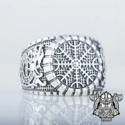 Bague En Argent Avec Symboles Aegishjalmur Et Dragons Vikings 13 Bague En Argent Avec Symboles Aegishjalmur Et Dragons Vikings -vêtements Soldes Magasin bague homme symboles vikings