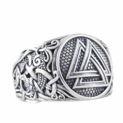 Bague De Valknut Décorée De Motifs Scandinaves