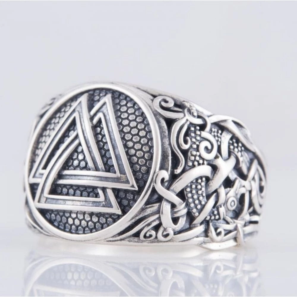 Bague De Valknut Décorée De Motifs Scandinaves 4 Bague De Valknut Décorée De Motifs Scandinaves – Image 2