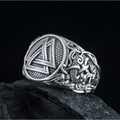 Bague De Valknut Décorée De Motifs Scandinaves 8 Bague De Valknut Décorée De Motifs Scandinaves -vêtements Soldes Magasin bague homme valknut en argent