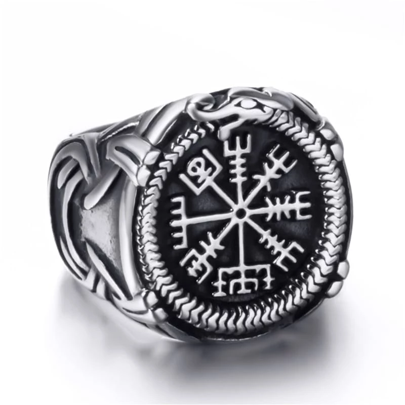 Bague Jörmungandr Décorée Du Symbole Vegvisir 3 Bague Jörmungandr Décorée Du Symbole Vegvisir