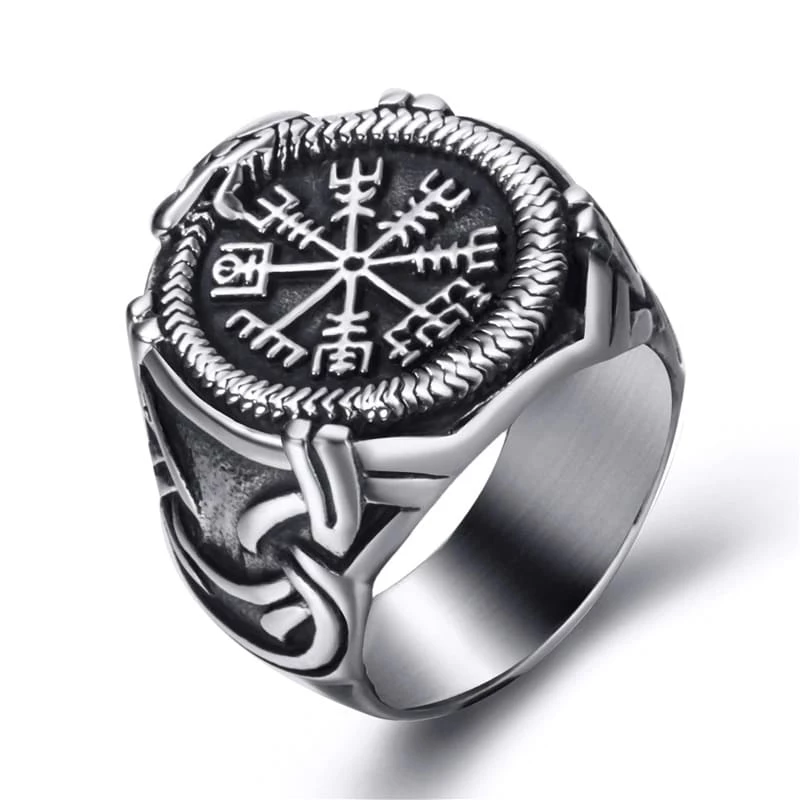 Bague Jörmungandr Décorée Du Symbole Vegvisir 4 Bague Jörmungandr Décorée Du Symbole Vegvisir – Image 2