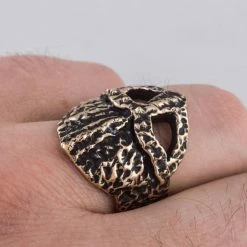 Bague Casque De Guerre En Bronze 11 Bague Casque De Guerre En Bronze -vêtements Soldes Magasin bague medievale bronze viking
