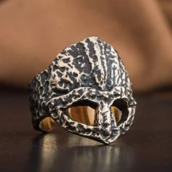 Bague Casque De Guerre En Bronze 9 Bague Casque De Guerre En Bronze -vêtements Soldes Magasin bague medievale viking en bronze