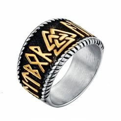 Bague Runes Vikings Décorée Du Symbole Valknut