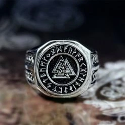 Bague Runique Symbole Valknut -vêtements Soldes Magasin bague runique pour homme