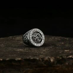 Bague Loup D'Acier 9 Bague Loup D'Acier -vêtements Soldes Magasin bague tete de loup acier runique