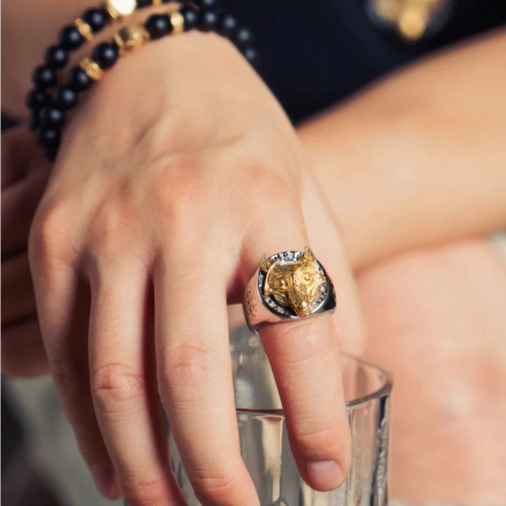 Chevalière Loup Fenrir Doré 6 Chevalière Loup Fenrir Doré – Image 4