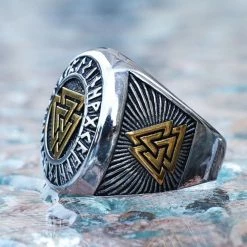 Bague Valknut En Acier 11 Bague Valknut En Acier -vêtements Soldes Magasin bague valknut argente