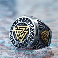 Bague Valknut En Acier 10 Bague Valknut En Acier -vêtements Soldes Magasin bague valknut en acier