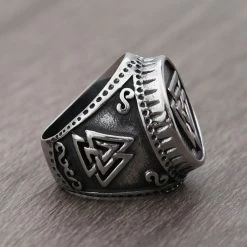 Bague Valknut -vêtements Soldes Magasin bague valknut viking acier