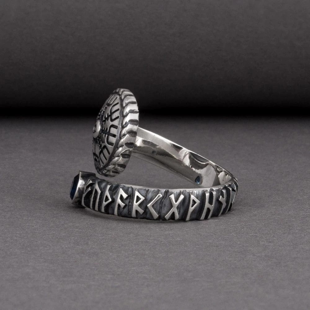 Bague Vegvisir En Argent Avec Pierre Bleue 4 Bague Vegvisir En Argent Avec Pierre Bleue – Image 2