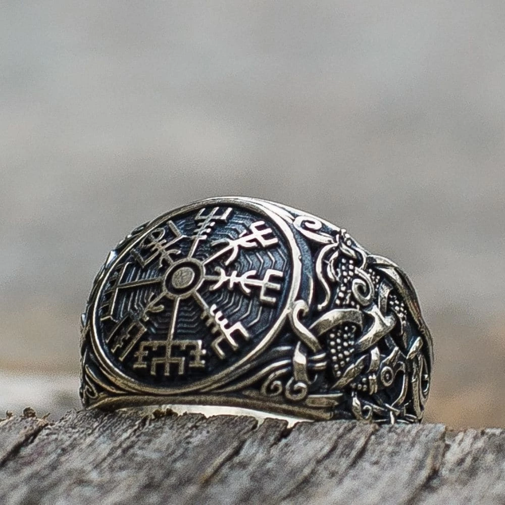 Bague Vegvisir En Argent Décorée Du Style De Mammen 4 Bague Vegvisir En Argent Décorée Du Style De Mammen – Image 2