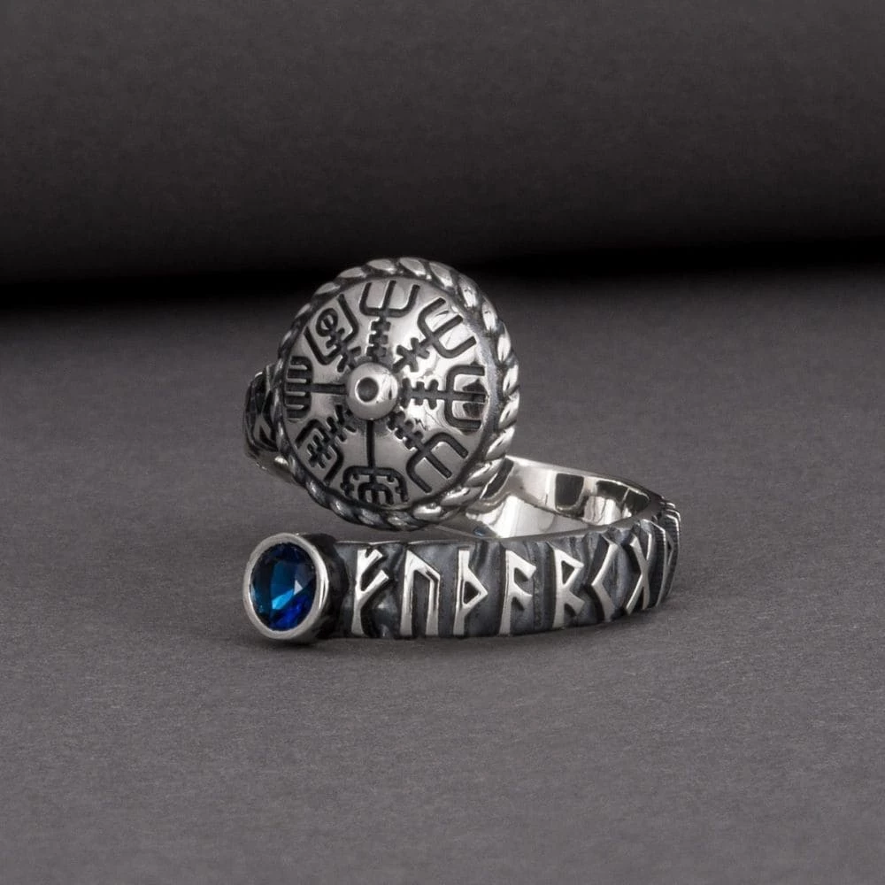 Bague Vegvisir En Argent Avec Pierre Bleue 5 Bague Vegvisir En Argent Avec Pierre Bleue – Image 3