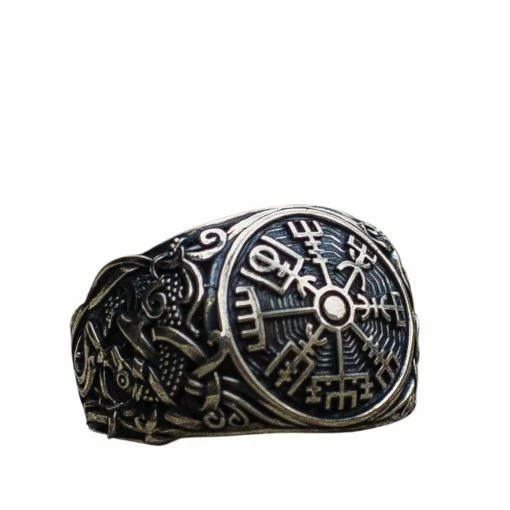 Bague Vegvisir En Argent Décorée Du Style De Mammen -vêtements Soldes Magasin bague vegvisir en argent mammen