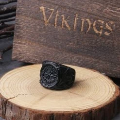 Bague Vegvisir Noire 12 Bague Vegvisir Noire -vêtements Soldes Magasin bague vegvisir noir