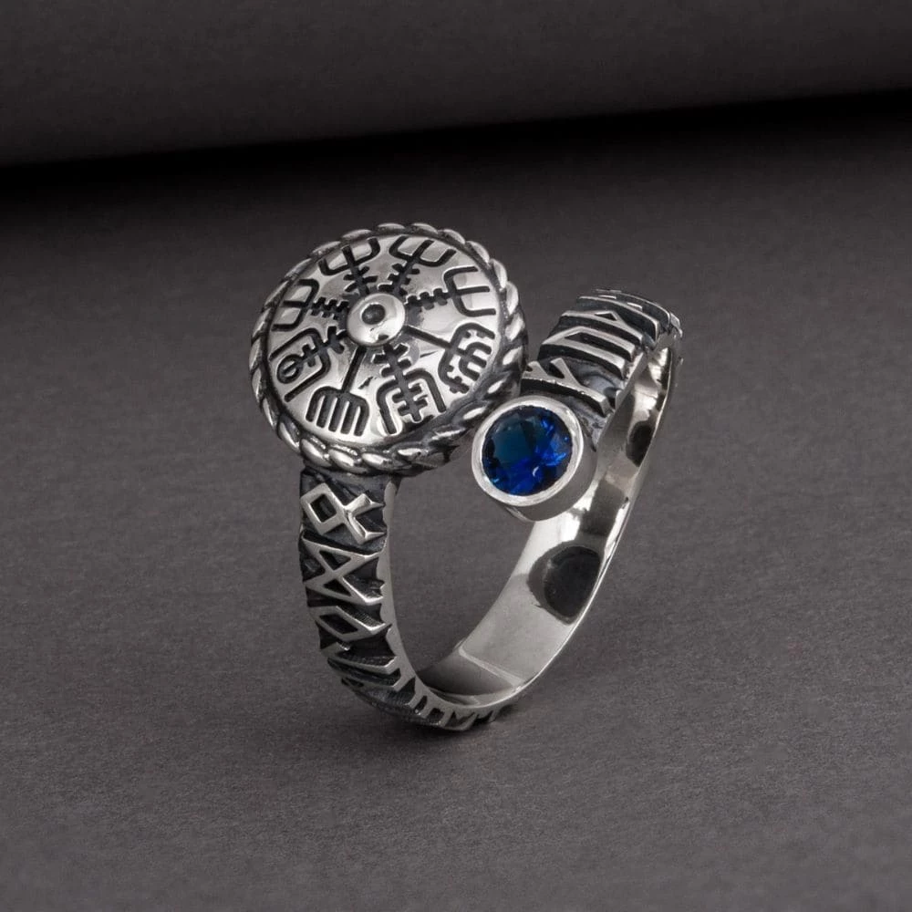 Bague Vegvisir En Argent Avec Pierre Bleue 6 Bague Vegvisir En Argent Avec Pierre Bleue – Image 4