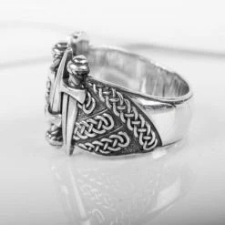 Bague De Dagues Vikings -vêtements Soldes Magasin bague viking argent sculptee