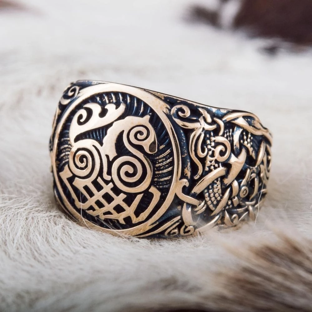 Bague Cheval Sleipnir Décorée Du Style De Mammen 6 Bague Cheval Sleipnir Décorée Du Style De Mammen – Image 4