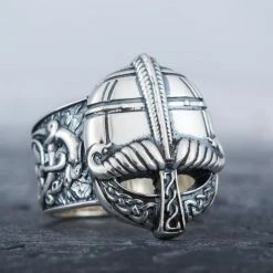 Bague Casque Viking En Argent -vêtements Soldes Magasin bague viking casque en argent