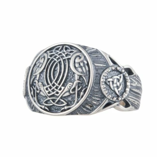 Bague Viking Corbeaux Entrelacés En Argent -vêtements Soldes Magasin bague viking corbeau argent 925
