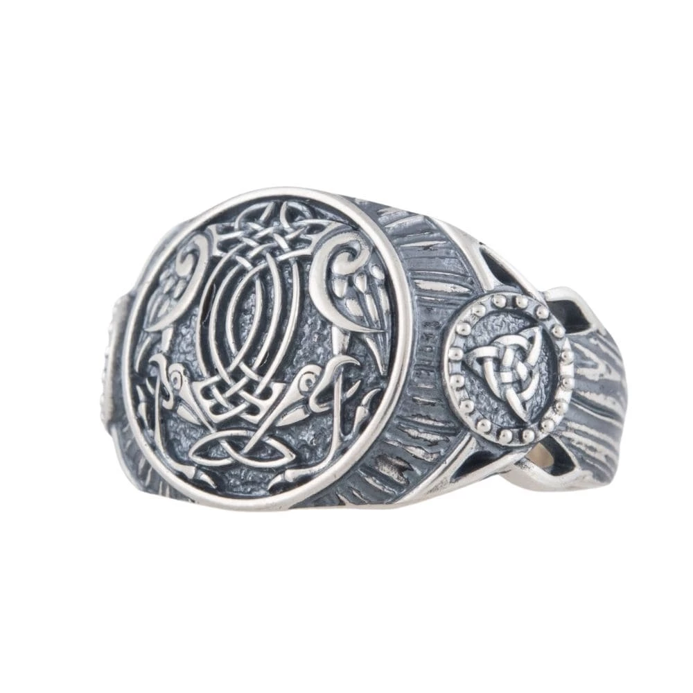 Bague Viking Corbeaux Entrelacés En Argent 3 Bague Viking Corbeaux Entrelacés En Argent